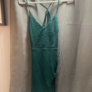 Crystal Doll Teal Backless Dress
